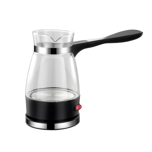 Image of Electric Turkish Coffee Maker and Kettle, Glass Pot with Handle, 500ml Capacity, Black and Clear 600W, Multi-Purpose for Coffee, Tea and Milk