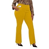 Wrinkle-Free Stretch Dress Pants Plus Size for Women Pull-on Pant Ease into Comfort Office Pant Old Gold 2XL