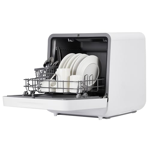 GarveeLife Portable Countertop Dishwashers, Compact Dishwashers with 5 L Built-In Water Tank & Inlet Hose, LED Display, Space-Saving Design Ideal for Small Apartments/Dorm/RVs