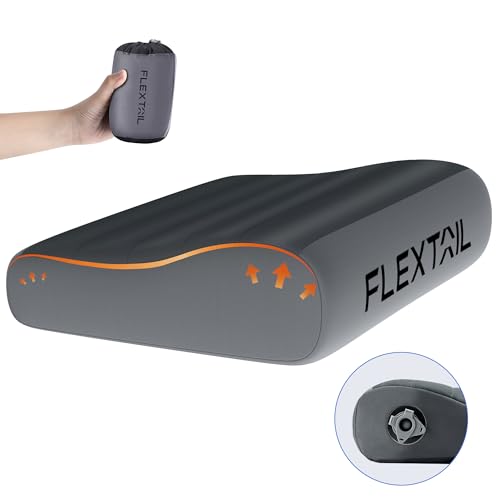 FLEXTAILGEAR Ultraleichtes Camping-Kissen Aufblasbares Kissen, Ergonomisches Nackenkissen mit komfortablem TPU-Material für Reisen, Wandern, Büro, Strand