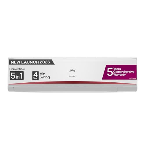 Image of Godrej 2.5 Ton 3 Star | New Star Rated| Inverter Split AC | 5 Years Comprehensive Warranty| AI powered | 5-In-1 Convertible Cooling | Heavy-Duty Cooling At 52C (AC 2.5T EC HIC 30K3TG RA 4, White)