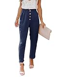 NIMIN Work Pants for Women High Waist Pants with Pockets Stretchy Solid Chic Pants Loose Summer Beac