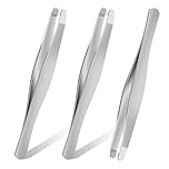 3Pcs Round Tip Tweezers, Stainless Steel Tweezers for Curly Hair, Precision Eyebrow Tweezer for Facial Hair Women Facial Makeup Tool Rounded End Tweezer