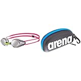 Product 1: Una unidad ARENA Tracks Junior Mirror Gafas de Natación, Unisex Adulto, Plateado (Silver/White), Talla Única + 000001E048-507 Estuche para Gafas de natación, Unisex Adulto, Negro/Blanco, Universal