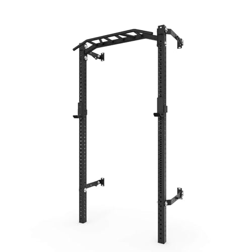 PRx Performance Profile PRO - Wall Mounted Squat Rack System Home & Garage Gym Exercise Equipment with Multi-Grip Pull-Up Bar Durable & Versatile Exercise System 89 Uprights - Black