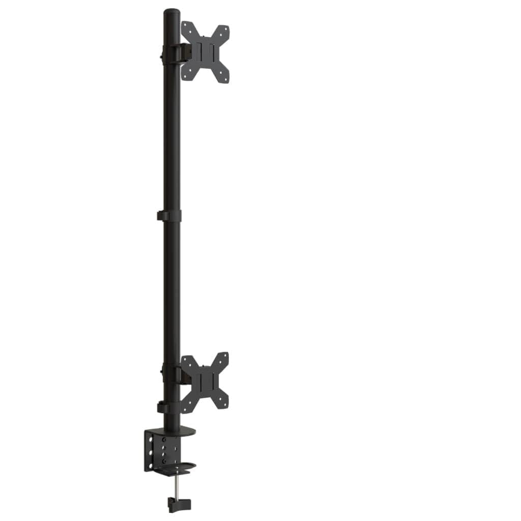 Supporto da tavolo per 2 monitor, in acciaio nero, VESA 75, 100 mm | Orientabile, girevole, morsetto a C o passacavi, gestione dei cavi, facile montaggio