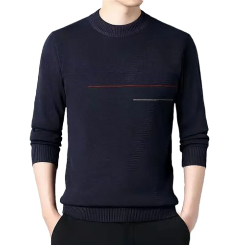 Solid Color Casual Round Neck Simple Striped Print Slim Fit Business Men's Sweater