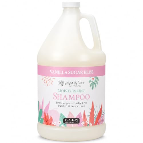 Image of Ginger Lily Farms Botanicals Shampoo, 128oz, Vanilla Sugar Bliss | 100% Vegan & Cruelty-Free | Moisturizing Shampoo for All Hair Types | Refill Size