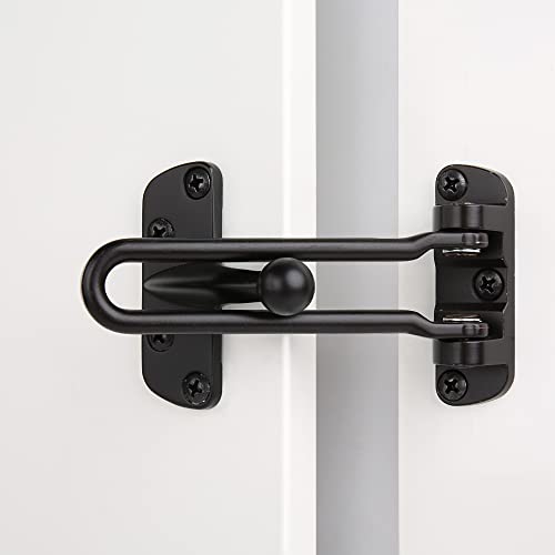 HASWARE Home Security Door Lock Swing Bar,Black Alloy Anti-Theft Door Guard Latch for Front and Inside Door, Safety Childproof Reinforcement Door Stopper (Black)