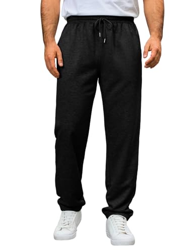 Image of Runcati Jogging Bottoms Men's Regular Fit Sports Trousers Long Casual Leisure Trousers Fitness Sweatpants Elastic Waist Training Trousers with Drawstring, black, XL