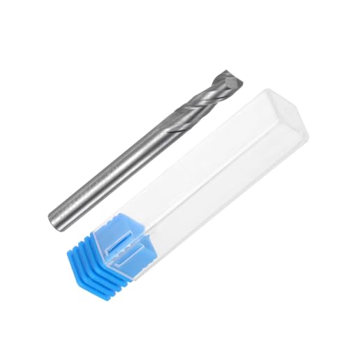 Image of uxcell Carbide Square End Mill, 1 /4 inch Diameter Uncoated 2 Flutes Milling Bit Cutter, for Aluminum Copper Non-Ferrous Metal, 1 /4 inch Shank 3 /4 inch Cut Length 2-1 /2 inch Long