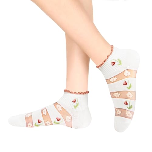 Image of Benefeet Sox Womens Sheer Socks Girls Lace Mesh Ankle Socks Transparent See Through Summer Sock Ultra Thin Nylon Short Sock