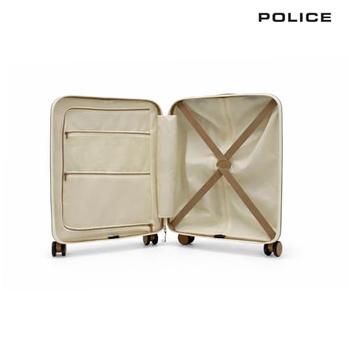Image of Police Origine Cabin Trolley | 65L Capacity TSA Lock 8 Smooth 360 Spinner Wheels Telescopic Handle PP Hard Shell | Lightweight 20 inch Cabin Luggage for Travel & Weekend Trips (Beige /TAN)