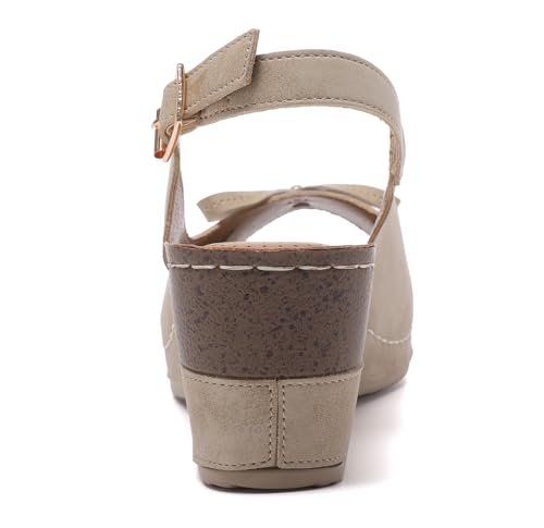 Mintzice Women's Peep Toe Casual Comfortable Ankle Strap Dressy Wedge Sandals4