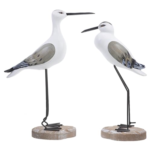 Set de 2 figuras de gaviota de madera de 14 pulgadas