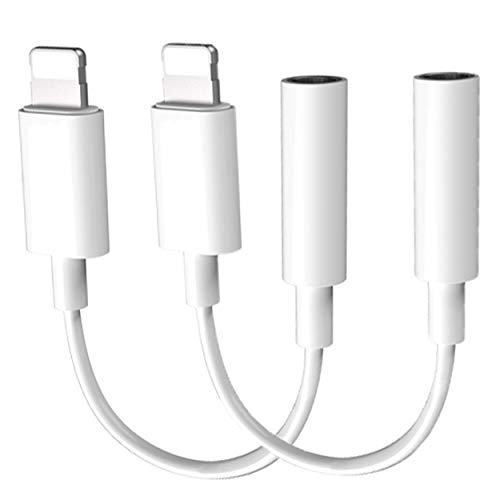 [2 Pack] Adaptador de Auriculares para iPhone 7,Adaptador Dongles Jack de 3,5 mm Convertidor de Auriculares Compatible para iPhone 7/7 Plus/8/8 Plus/X/XR/XS/XS Max/11/11 Pro Todos los iOS