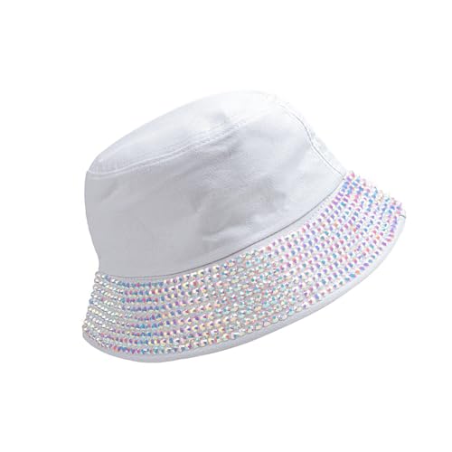 MCAOAL Unisex Blingbling Fischerhut Für Clubs Atmungsaktiver Sonnenschutz Für Teenager Mit Strasssteinen Besetzter Sonnenschutz