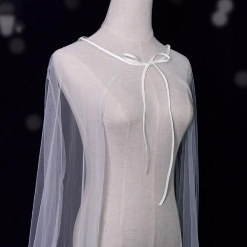 Women's Long Tulle Bridal Cape Wedding Veil Cloak Bridal Wraps Cathedral Length Wedding Capes Shawl Wrap Shrug for Women3