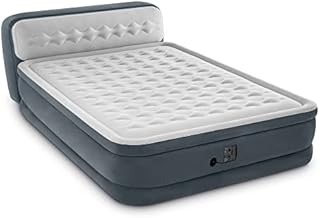 Intex Dura-Beam Deluxe 18 Inch Queen-Sized Air Mattress Comforting Bed with Built-in Electric Pump and Ultra Plush Supportive Headboard