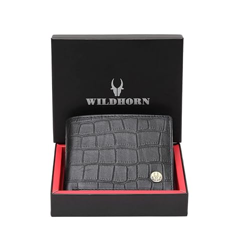 Image of WildHorn RFID Protected Leather Wallet for Men,Black