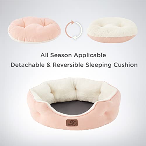 BEDSURE Katzenbett waschbar Katzen Bettchen - 51x48x15cm Katzenkorb mit zweiseitig Innenkissen Katzenschlafplatz für Katzen oder kleine Hunde, rosa