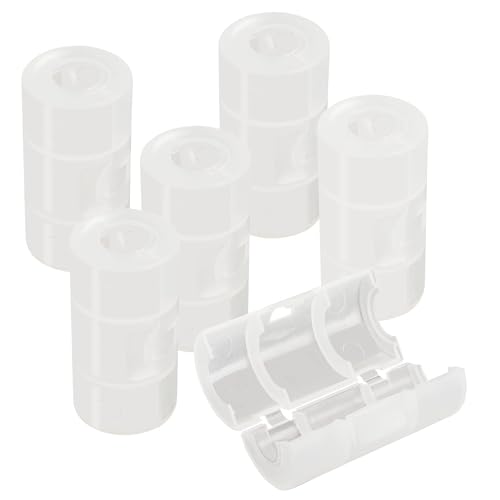 HOMEFUNTIME AA to C Battery Adapters Battery Cell Converters Transparent AA to C Size Holder Shell...