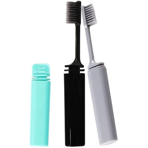 3 Pieces Folding Travel Toothbrush Portable Toothbrush Mini Portable Folding Soft Toothbrush for Camping Hiking and Backpacking Cover