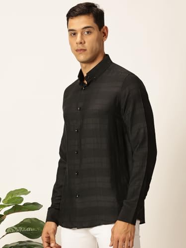 Image of Thomas Scott Men's | Self-Design | Full Sleeve | Slim Fit | Poly Cotton | Spread Collar | Casual Shirt