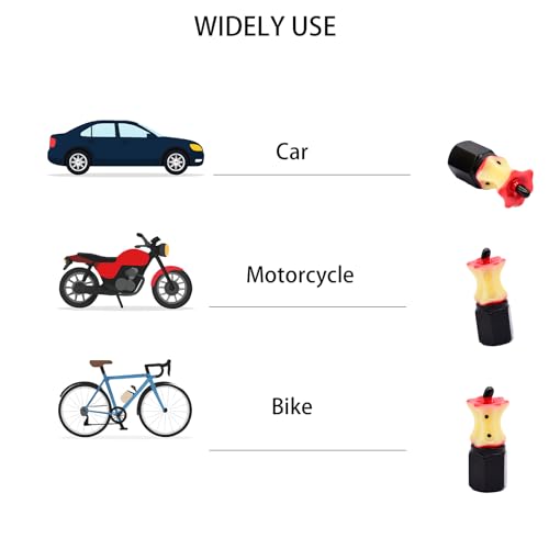 4-Pack Handmade Apple Core Valve Stem Caps for Schrader Valves, Unique Car & Bike Accessory, Fun Tire Decor, Colorful Wheel Accent, Novelty Driver Gift
