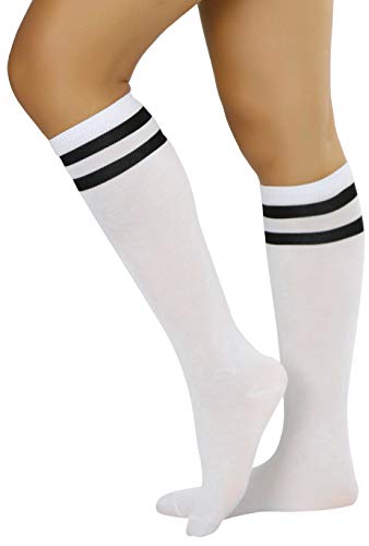 Image of ToBeInStyle Women's Knee High Socks with Striped Top