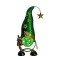 HONGLAND Christmas Gnomes Garden Decor Solar Outdoor Decorations Gnome Yard for Mom, Color Changing LED Lights with Snowflake Hollowed-Out Hat (Green)