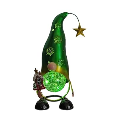 HONGLAND Christmas Gnomes Garden Decor Solar Outdoor Decorations Gnome Yard for Mom, Color Changing LED Lights with Snowflake Hollowed-Out Hat (Green)