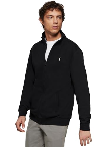 Polo Club Sudadera con Cremallera sin Capucha Negro para Hombre -...