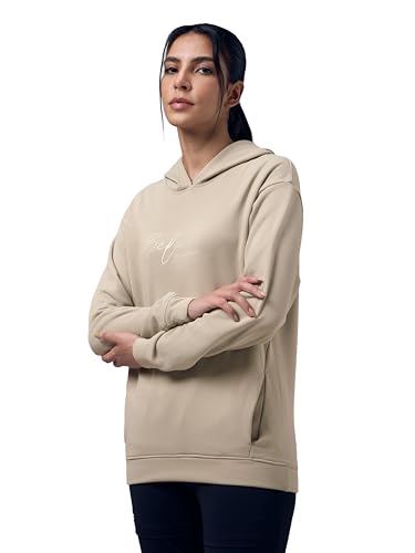 Image of TECHNOSPORT Women's Regular Fit Graphic Print Hooded Neck Full Sleeve Technowarm+ Sweatshirt for Casual & Regular Use