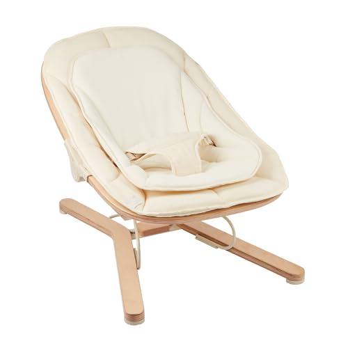 Babymoov Transat Bébé Bois Swoon Flow - Dès la Naissance - Évolutif en Fauteuil Enfant Jusqu'à 18kg - Balancement Naturel - 3 Positions Dossier - Coton...