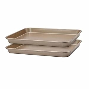 Carbon Steel Baking Trays Set,Non-Stick Cake/Cookie Sheets Bakeware Set Of 2,For Cooking Roasting,32.5X23.5X3Cm