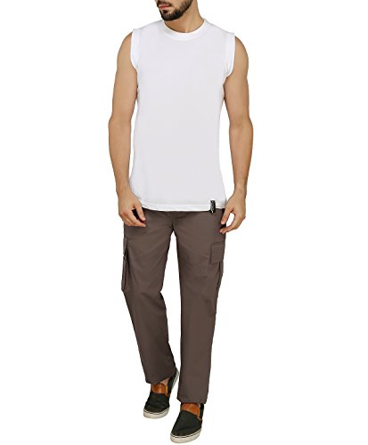 Image of ASHDAN Outdoor Solid Cargos. Regular Fit. Multi-Utility Pockets. Sturdy Polyester-Cotton Blended Cargo Trousers