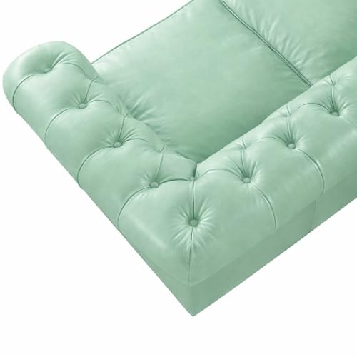 Image of Classic Leatherette Chester Sofa Set Button Tufted, Classic Style Sofa Set for Living Room, Office, and Hallway Colour (Mint Green Leatherette, 3 Seater Sofa)