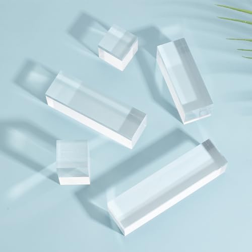 BENECREAT 5pcs Clear Acrylic Display Block 3/5/8/10/12cm Cube Square Acrylic Display Blocks Solid Display Pedestal Stand for Gem Display Jewelry Display Displaying Pop Figures - Image 4