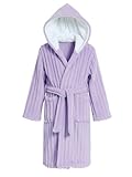 JiAmy Girls Plush Hooded Bathrobe Fluffy Flannel Dressing Gown Warm Cozy Loungewear for Kids
