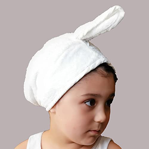 LLAMAXY 100% Pure Organic Cotton Hair Drying Towels - Adult Child Wraps Turban Quick Twist Rapid Dry Cap - 3 Pack White, Pink, Orange - Image 3