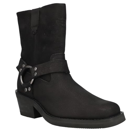 HARLEY-DAVIDSON FOOTWEAR Women's Korsen Harness Mid Calf Boot, Black, 72