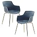 FineBuy Sedie per Sala da Pranzo Blu Set di 2 Plastica e Metallo Scandinavo Sedie | Design Sedie da Cucina Retró | Sala da Pranzo Poltroncina con Braccioli