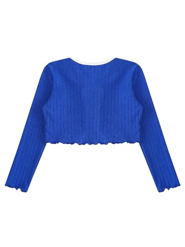 Hansber Kids Girls Lace-up Ribbed Ballet Dance Crop Top Cardigan Long Sleeve Shrug Sweater Ballerina Practice Warm Up Tops4