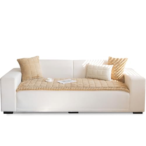 Topchances Thick Sofa Cover 1 2 3 Seater,Non-Slip Seat Cushions,New Super Soft Couch Cushions,Washable Sofa Pads Suitable for Dog Pet Living Room Furniture Protector(Light Brown,70×150cm)