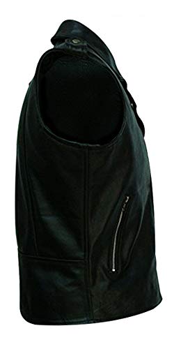 Mens Real Black Leather Vest - Brando Style Sleeveless Biker Jacket, Premium Genuine Leather Waistcoat, Motorcycle Vest2