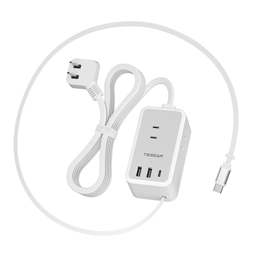 TESSAN 延長コード 3m 薄型 USB-C 巻き取り式ケーブル付き PD対応 電源タップ usb たこあしコンセント テーブルタップ 1500W 3個AC 2個タイプC 2個タイプA 電源コード type-c OA タコ足配線 マルチ 壁掛け 卓上 隙間 おしゃれ
