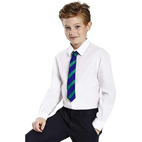 EX M&S Boys School Shirt Long Sleeve Easy Care Ages 2-16 Regular Fit Cover