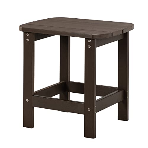 Hulala Home Adirondack Outdoor Side Table Rectangular End Table For Patio Lawn Garden Backyard Pool, Easy Maintenance & Weather Resistant, Brown #TOP2