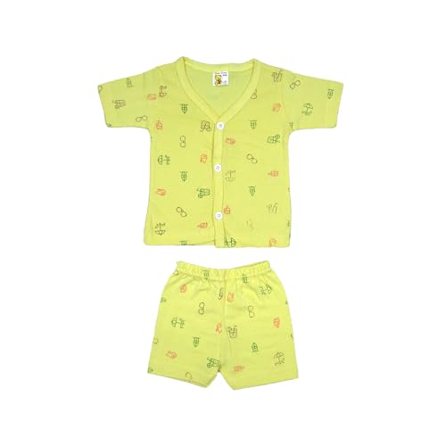 Image of New Born Baby Unisex Breathable Cotton Sleeveless Button Jhabla Dress | Boy & Girl Baby Clothe Size From 3 Months | Jabala Set for New Born | Pack Of 5 Combo